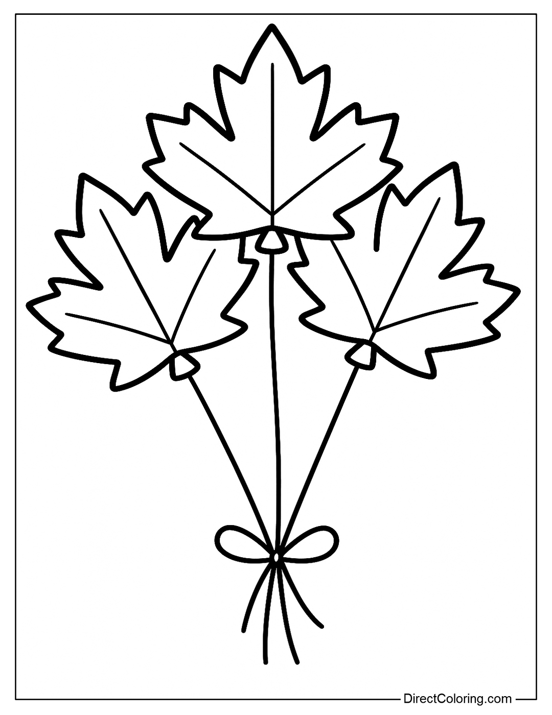 A simple, round, easy to color balloon bunch coloring page with maple leaves.
